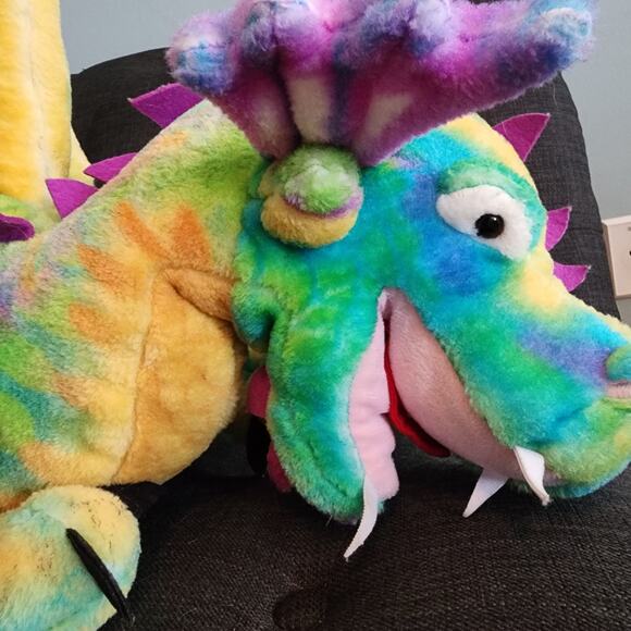 Melissa Doug Jumbo Plush Dragon 33" Rainbow Friendly Long Tail Winged Retired - Picture 7 of 11